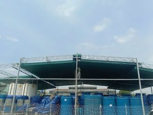 mái xếp di động sử dụng tay quay của Mạnh Cường Phát